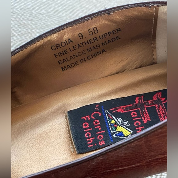 Carlos Falchi Croia Croc Texture Mid Geometric Shape Heel. Square Toe. Size 9.5. - Picture 11 of 13